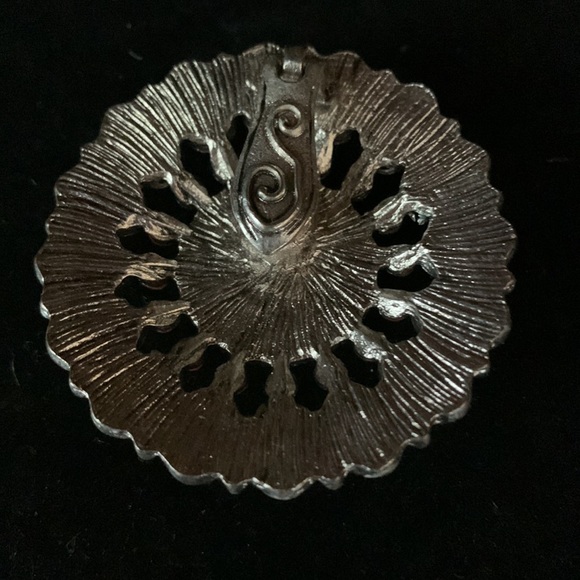 Stunning Vtg Southwestern Navajo Turquoise Stone in Silver Tone Setting Pendant - Picture 3 of 4